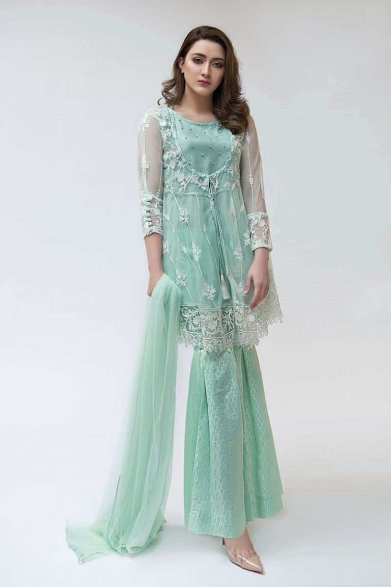 latest stitched long frocks