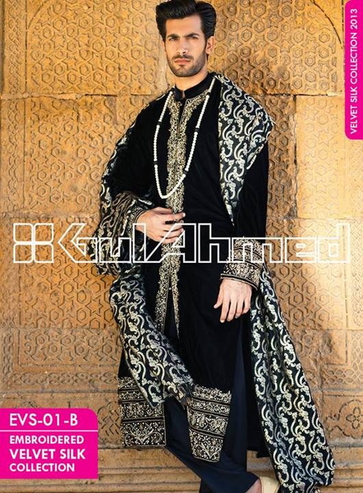Gul Ahmed Embroidered Velvet and Silk Coats For Men 2014 (2)