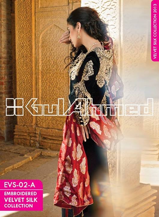 Gul Ahmed Embroidered Velvet and Silk coats for Women 2014 (4)