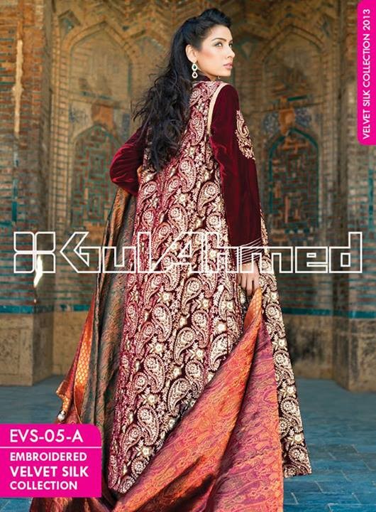 Gul Ahmed Embroidered Velvet and Silk coats for Women 2014 (5)
