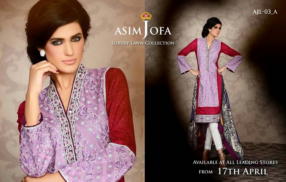 Asim Jofa Luxury Embroidered Lawn Formal dress Summer Collection 2014-2015 (4)