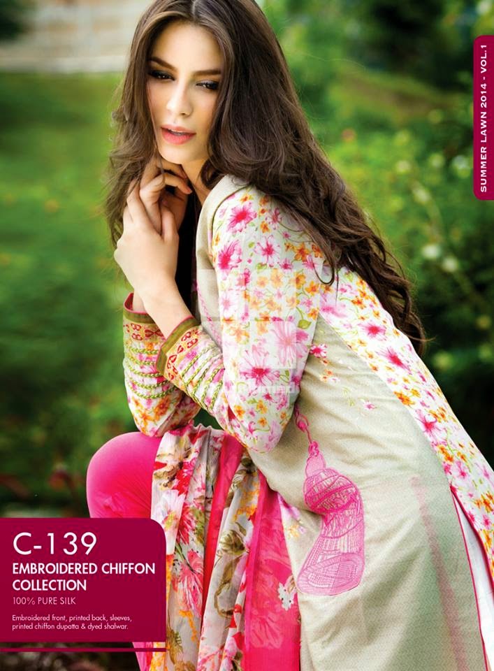 Gul Ahmed Latest Summer Eid Wear Formal Chiffon Dresses Collection for Women 2014 (4)