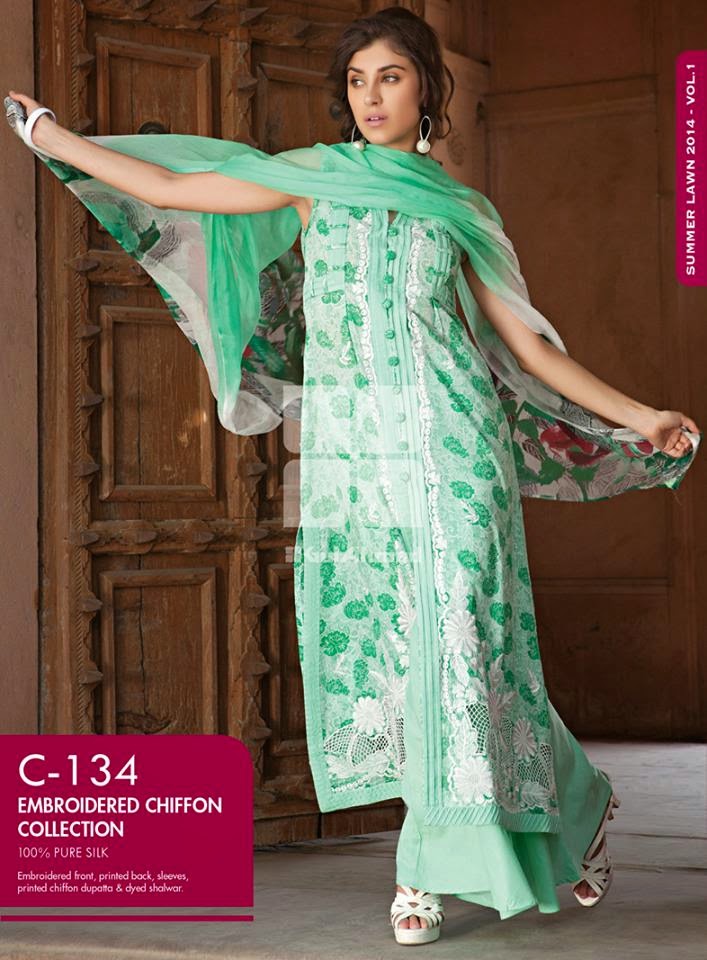 Gul Ahmed Latest Summer Eid Wear Formal Chiffon Dresses Collection for Women 2014 (9)