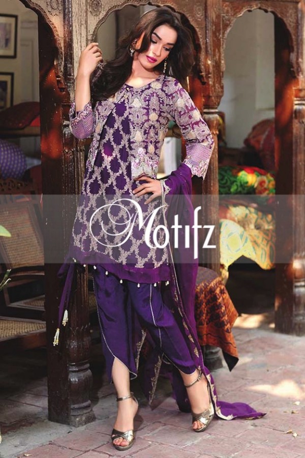 Motifz Embroidered Crinkle Chiffon Dresses Best Eid Collection 2016-2017 (14)