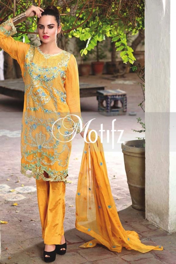 Motifz Embroidered Crinkle Chiffon Dresses Best Eid Collection 2016-2017 (20)