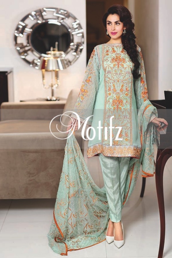 Motifz Embroidered Crinkle Chiffon Dresses Best Eid Collection 2016-2017 (27)