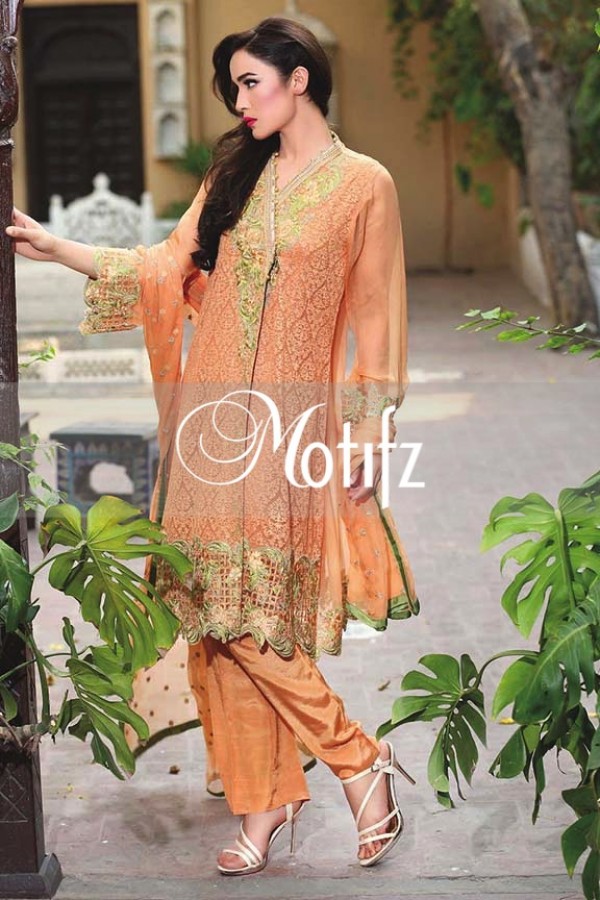 Motifz Embroidered Crinkle Chiffon Dresses Best Eid Collection 2016-2017 (4)