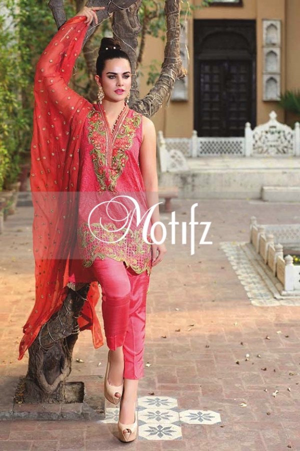 Motifz Embroidered Crinkle Chiffon Dresses Best Eid Collection 2016-2017 (5)