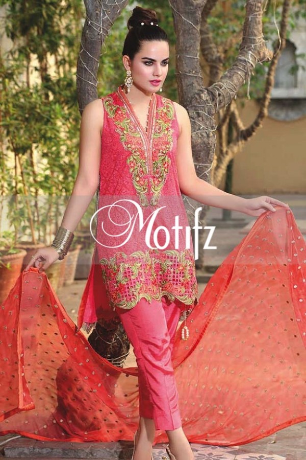 Motifz Embroidered Crinkle Chiffon Dresses Best Eid Collection 2016-2017 (6)