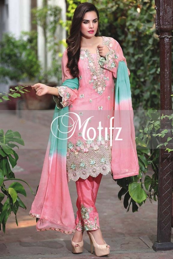 Motifz Embroidered Crinkle Chiffon Dresses Best Eid Collection 2016-2017 (7)