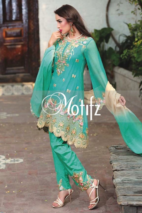 Motifz Embroidered Crinkle Chiffon Dresses Best Eid Collection 2016-2017 (8)