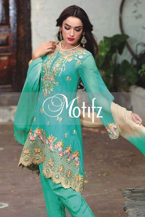 Motifz Embroidered Crinkle Chiffon Dresses Best Eid Collection 2016-2017 (9)