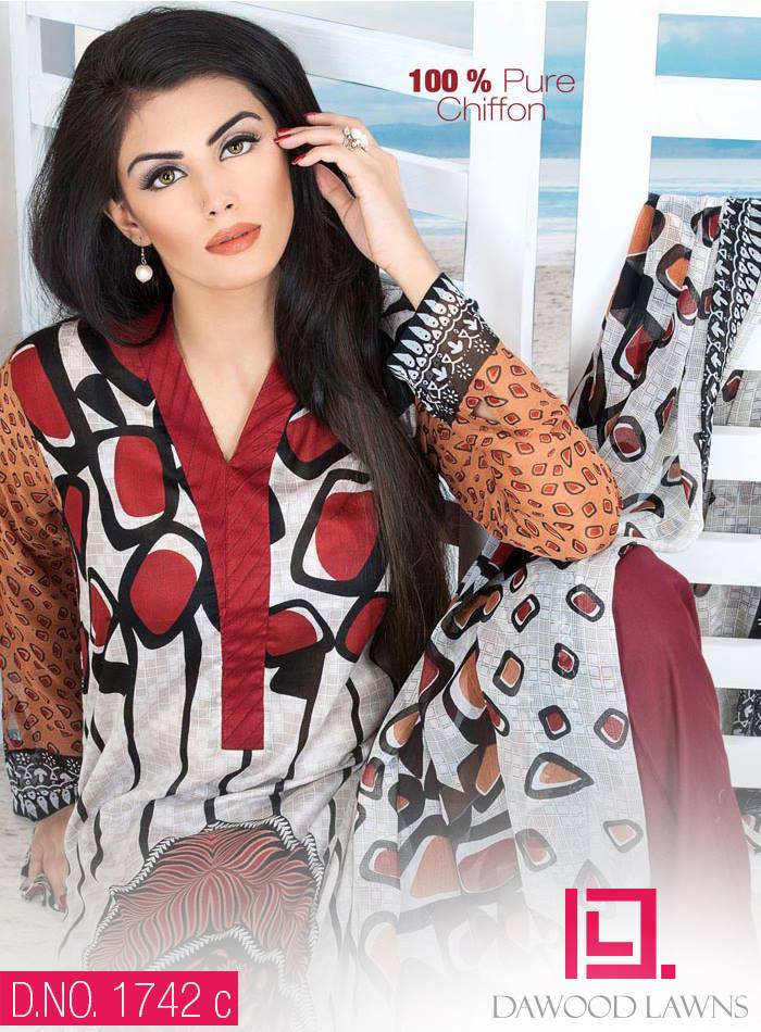 New Stylish and Fancy Chiffon & Khaddar Winter Dresses Eid ul Azha Collection 2014-2015 by Dawood Textiles Mill (10)