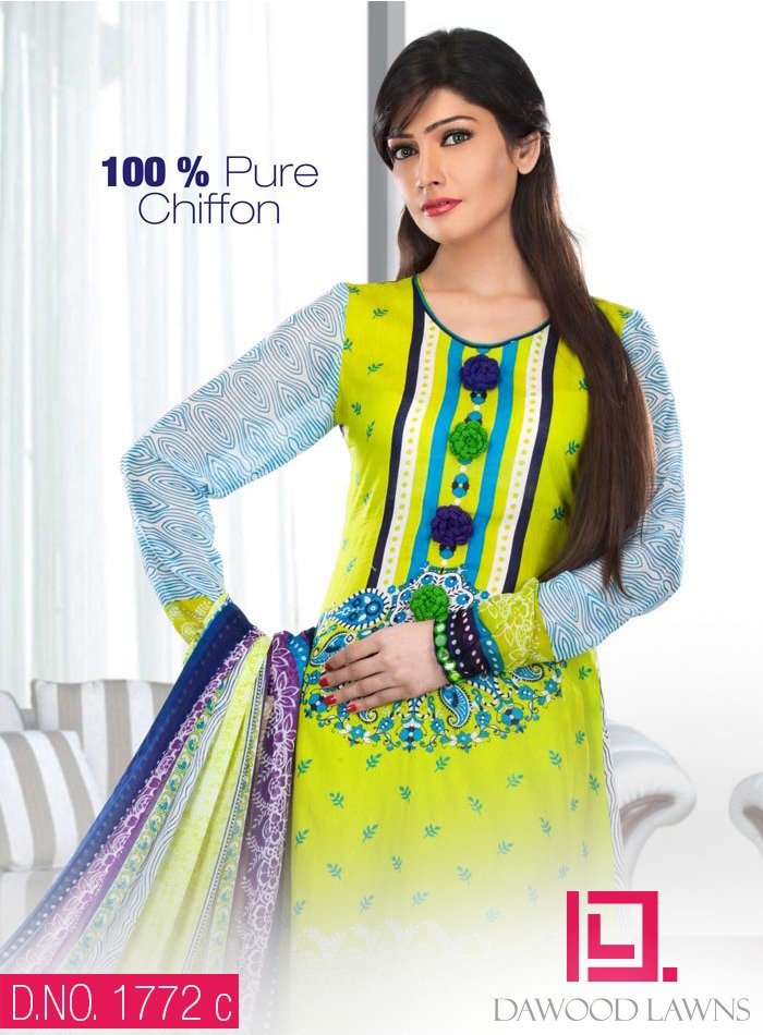 New Stylish and Fancy Chiffon & Khaddar Winter Dresses Eid ul Azha Collection 2014-2015 by Dawood Textiles Mill (2)