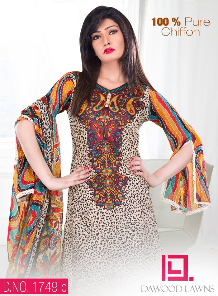 New Stylish and Fancy Chiffon & Khaddar Winter Dresses Eid ul Azha Collection 2014-2015 by Dawood Textiles Mill (6)
