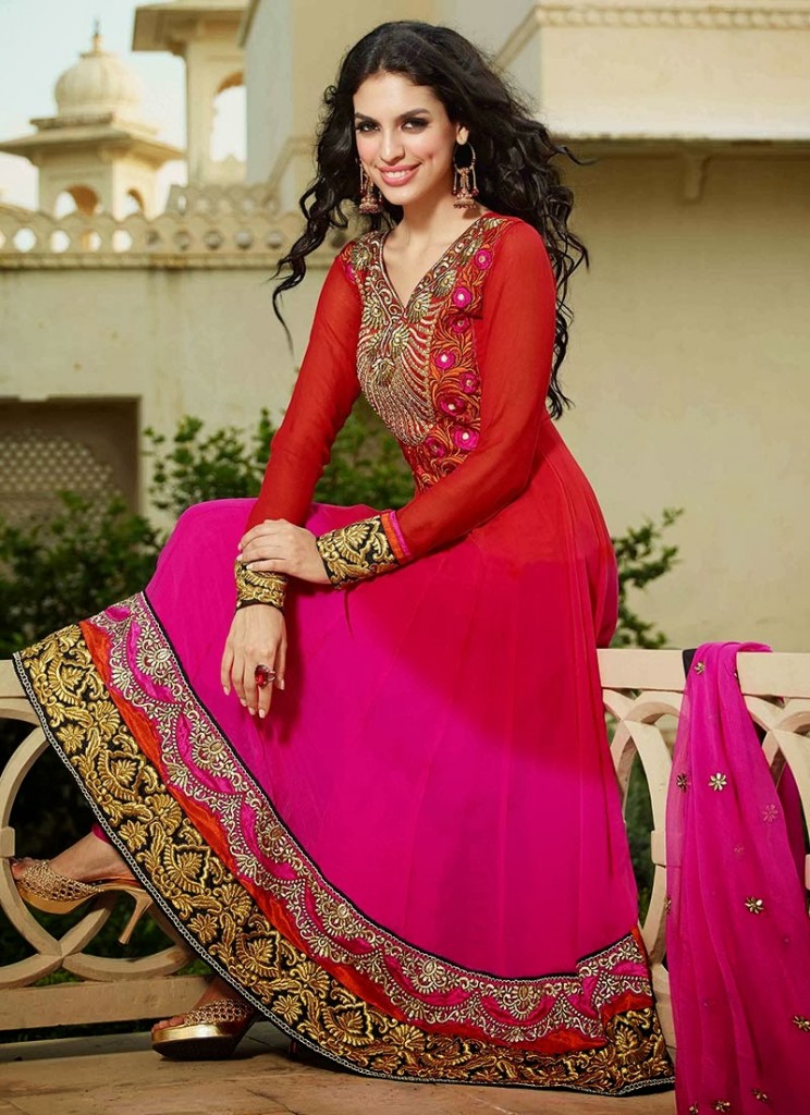 New Indian Fashion Long Shirt Anarkali Dresses for Girls 2014-2015  Fancy Embroidered Collection (23)