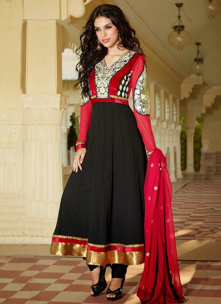 New Indian Fashion Long Shirt Anarkali Dresses for Girls 2014-2015  Fancy Embroidered Collection (27)