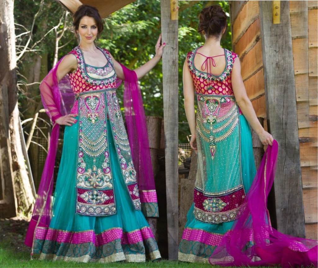 New Indian Fashion Long Shirt Anarkali Dresses for Girls 2014-2015  Fancy Embroidered Collection (4)