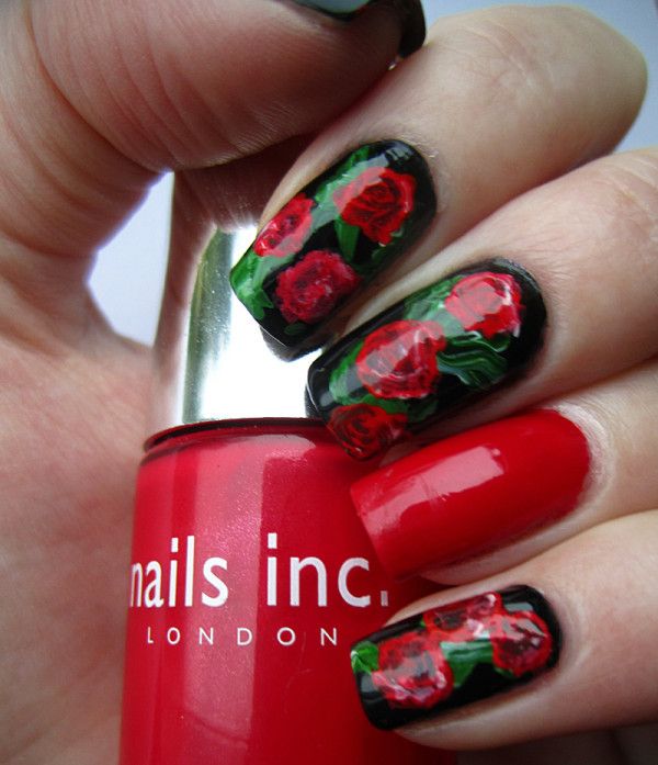 Floral Nail Arts Best and Romantic nail art designs for valentines day (1)