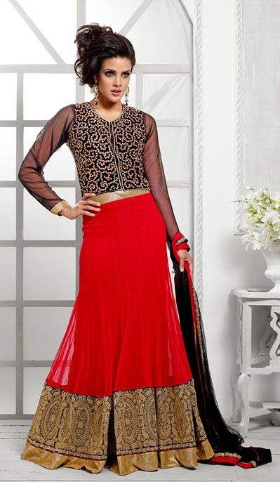 party wear long kurti lehenga