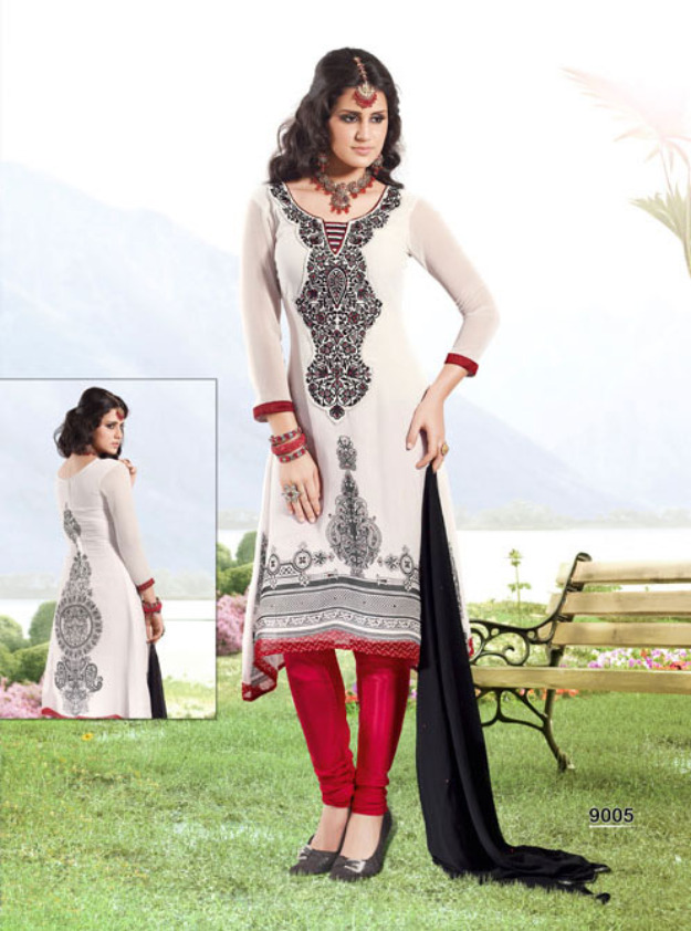 Stylish Plaine & V Shaped with Bann Neck Designs for Casual Kurta Dresses (12)