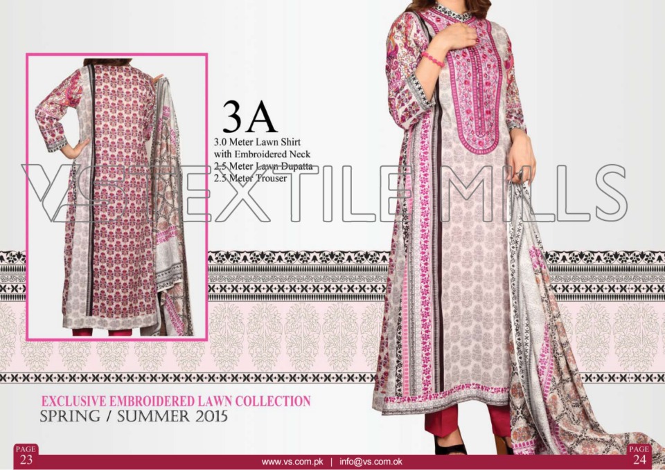VS Textile Mills Vadiwala Lawn Embroidered Chiffon Collection 2015 (2)