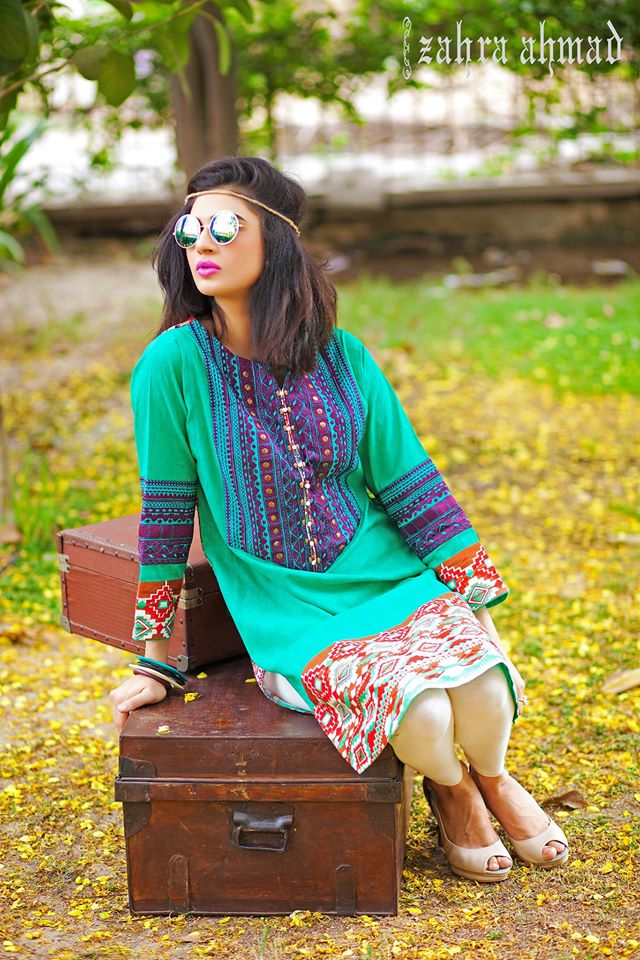 Zahra Ahmed Mystical Printed Shirts Tunics Collection 2015-16 (6)