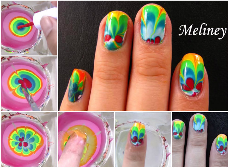 Water Marble Nail Art designs& tutorials (7)