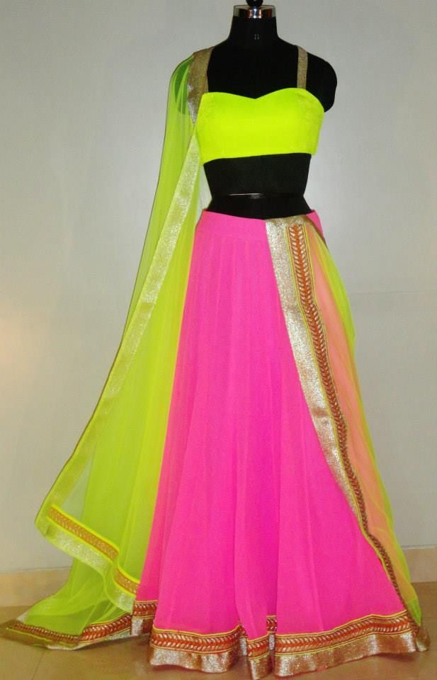 Neon ghagra choli