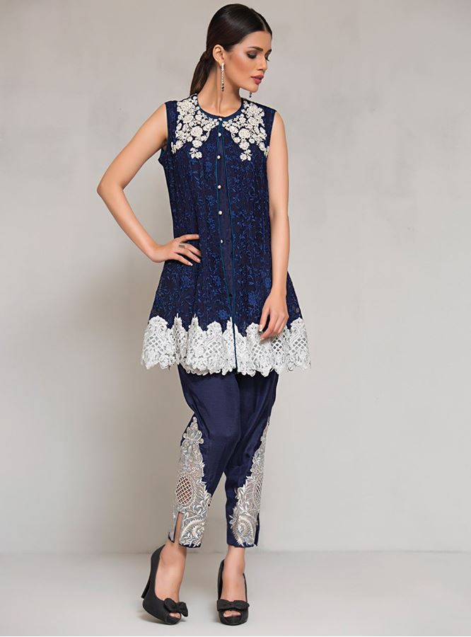 LATEST PAKISTANI SHORT FROCKS PEPLUM TOPS WITH CIGARETTE PANTS (2)