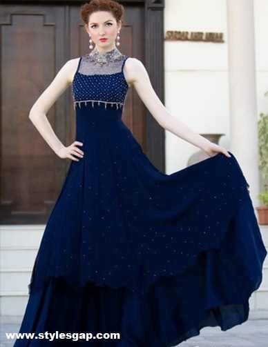 blue colour frock design