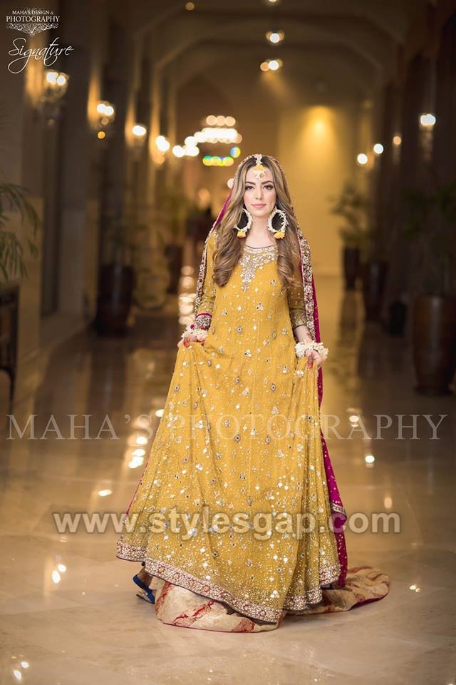 Yellow and pink mehndi dresses sale