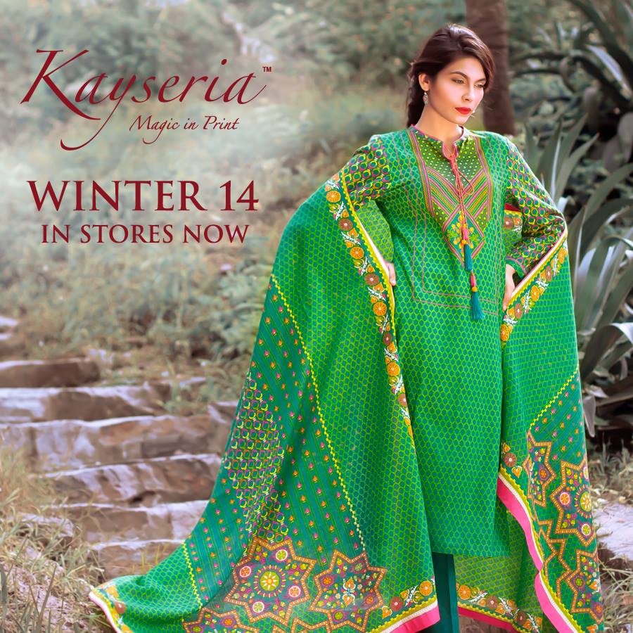 Latest Kayseria Winter Prints Best Shawls & Dresses Cambric Collection 2014-2015 (1)