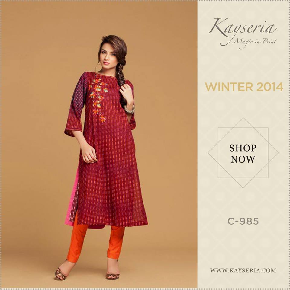 Latest Kayseria Winter Prints Best Shawls & Dresses Cambric Collection 2014-2015 (4)