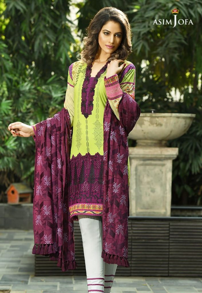Asim jofa winter shawl dresses collection 2017 2018