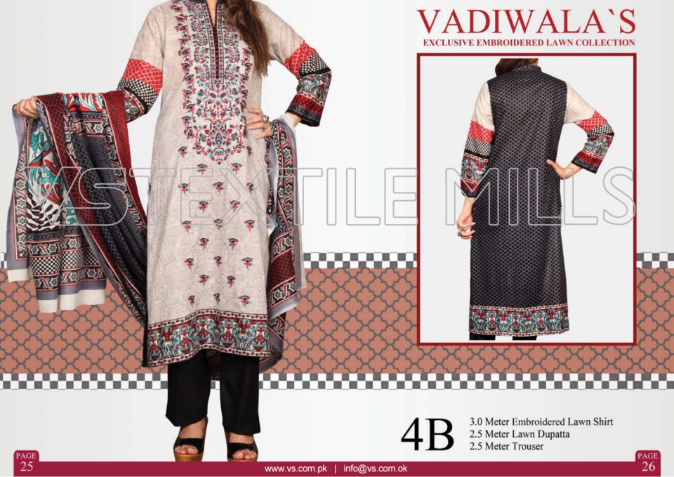 VS Textile Mills Vadiwala Lawn Embroidered Chiffon Collection 2015 (5)