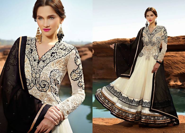 white anarkali dresses designs new collection