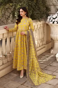 yellow polka dot same print frock