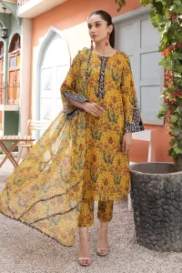 yellow small flower same printed shirt trouser design