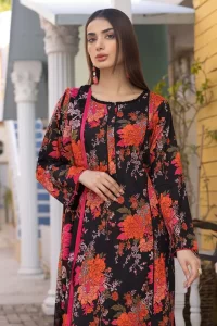 black and orange same printed floral dress