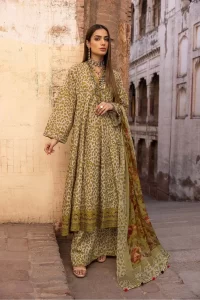 same printed long frock suit