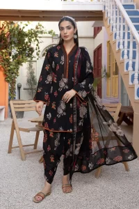 black shalwar kameez same printed