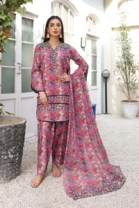 pink same printed dress