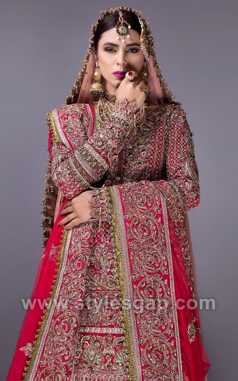 red banarsi gharara