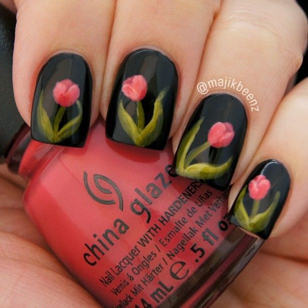 Floral Tulip Nail art designs & tutorials (3) - StylesGap.com