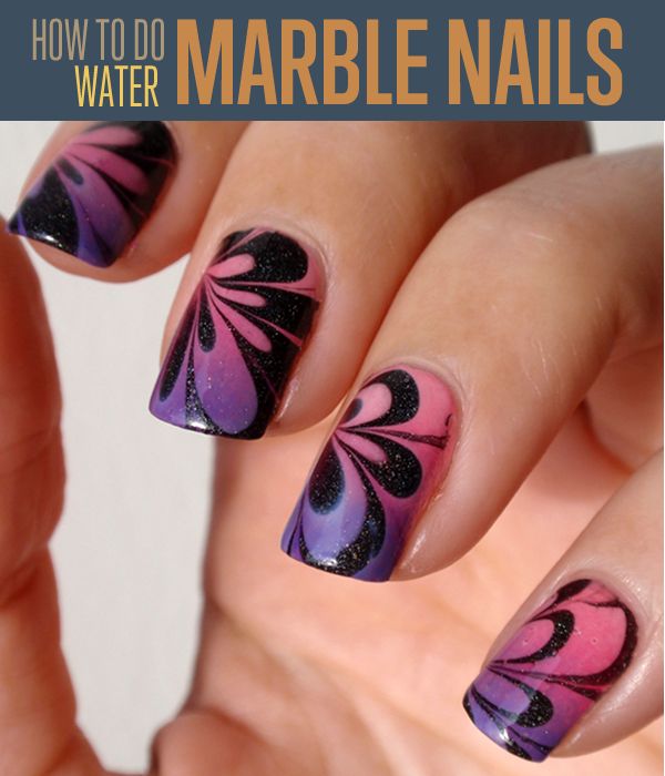 Water Marble Nail Art designs& tutorials (4) 