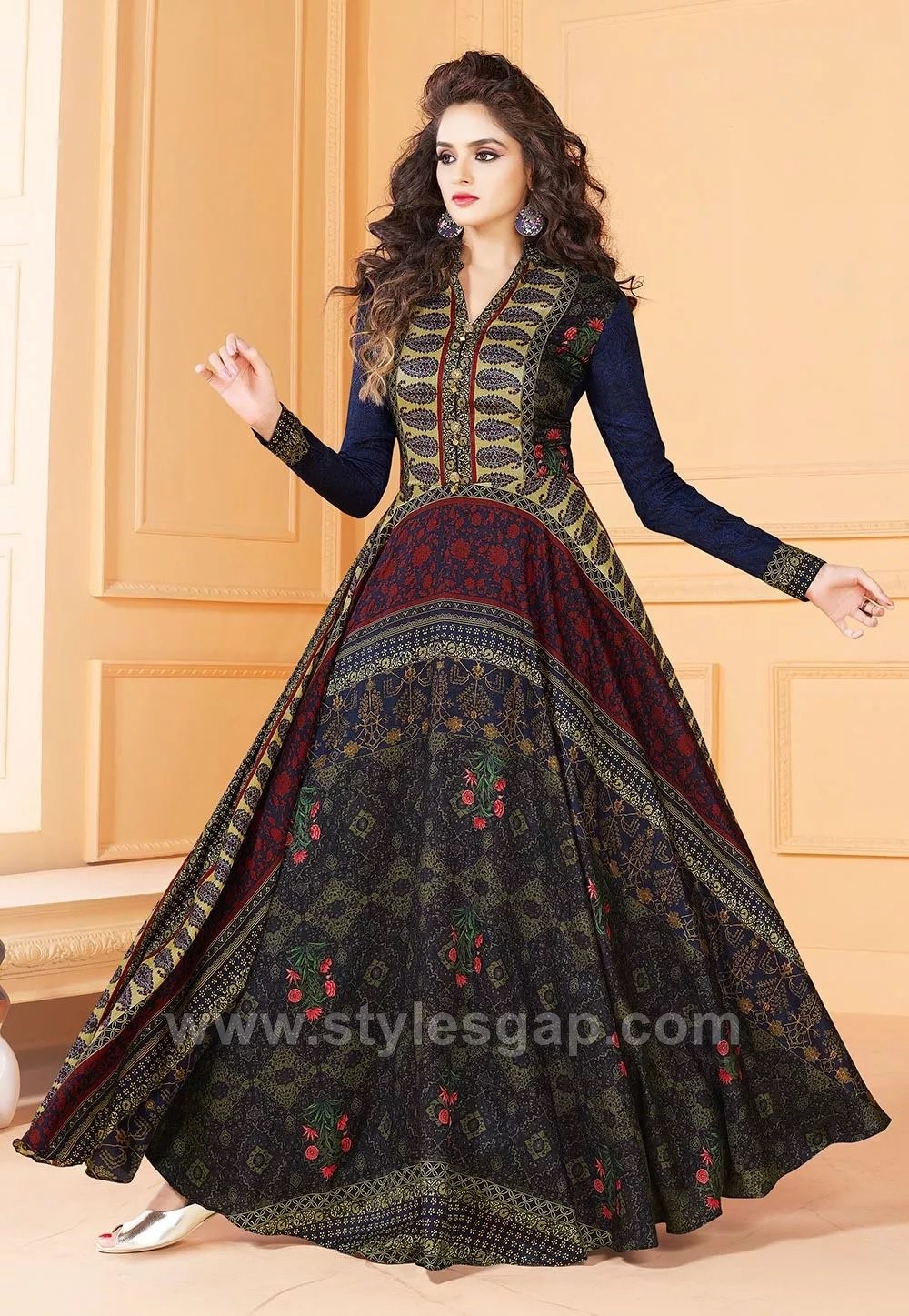 Rama georgette umbrella falir gown | Long dress design, Beautiful long  dresses, Fashion drawing dresses