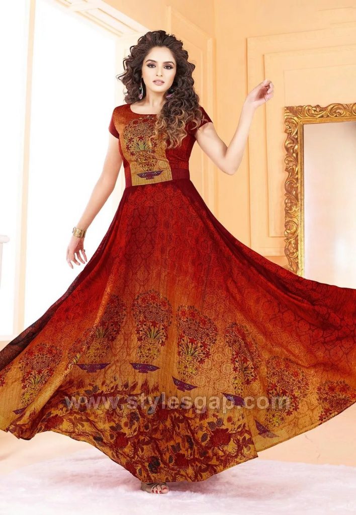 umbrella cut frock long