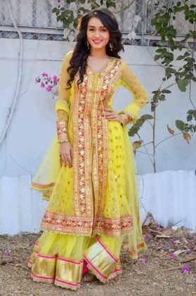 double colour frock design