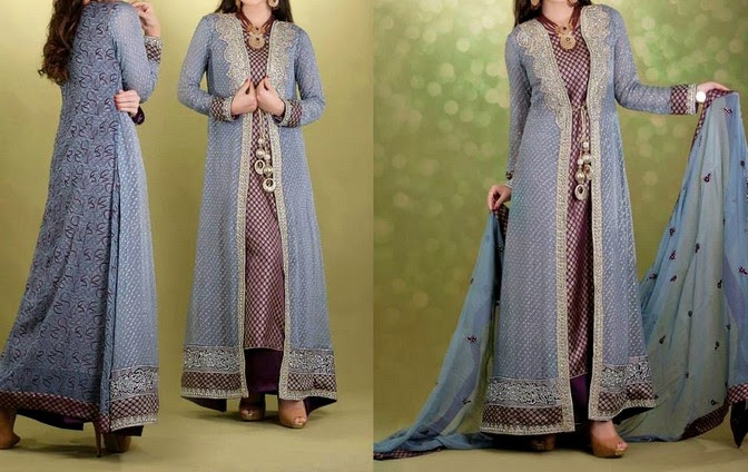 Stylish Front open Gown style double shirt Winter collections || Front open  double shirt dress Ideas